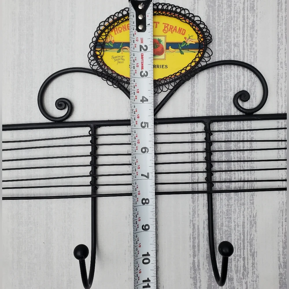 Kitchen Towel Hook Metal- Honeysweet Brand Strawberry Apricots Reversible Sign